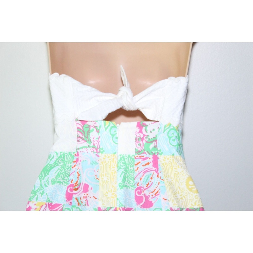 Lilly Pulitzer Franco Patches Strapless Dress White Pink Women's Size 0 H13532 - Picture 7 of 13